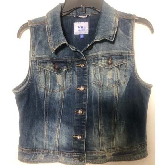 YMI Cropped Denim Vest - Picture 1 of 3